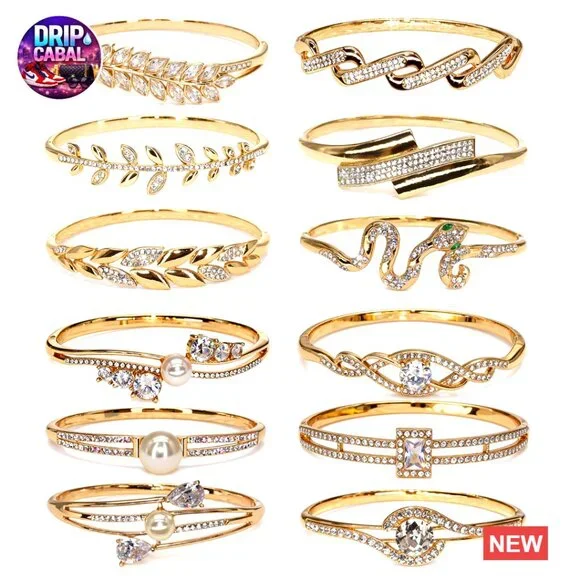 12 Piece Zinc Alloy Bangle Bracelet Set with Crystals for Daily Wear and Gifting